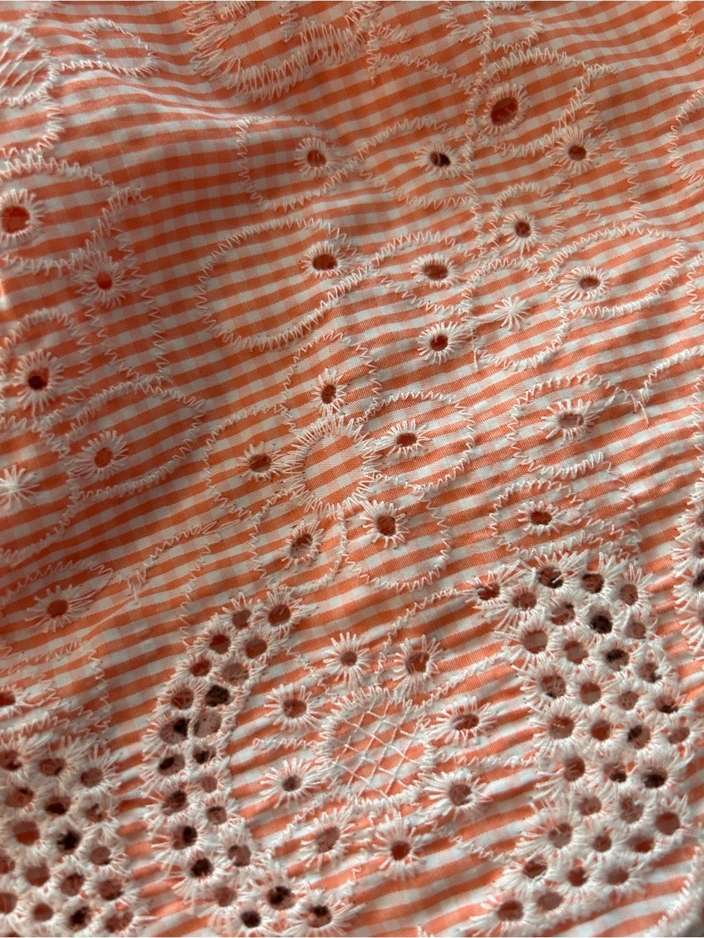 Bonnie Baby Peach Gingham Eyelet Sundress with Rosette. Size 12M - Picture 4 of 6
